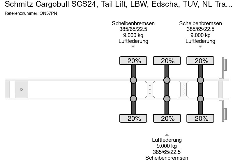 Pressukapellipuoliperävaunu Schmitz Cargobull SCS24, Tail Lift, LBW, Edscha, TUV, NL Trailer TOP!: kuva Pressukapellipuoliperävaunu Schmitz Cargobull SCS24, Tail Lift, LBW, Edscha, TUV, NL Trailer TOP!