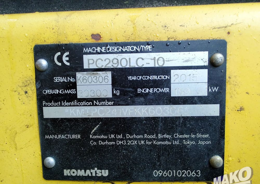 Telakaivukone Komatsu PC290LC-10: kuva Telakaivukone Komatsu PC290LC-10